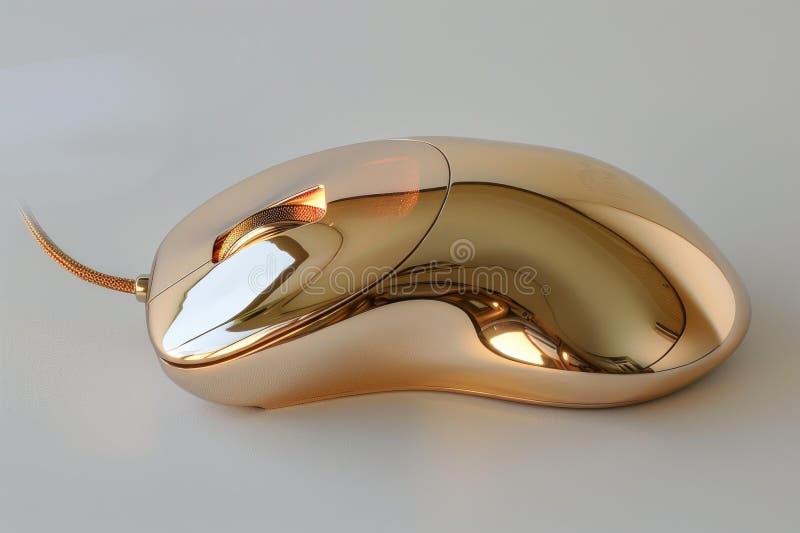 Golden Computer Mouse on White Background Stock Photo Image of