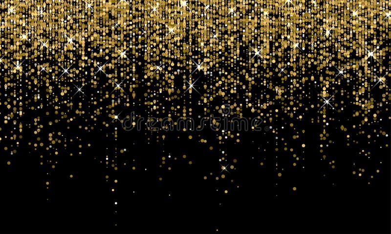 Golden Confetti Falling on Sparkling Gold Glitter Background. Vector  Carnival Party Golden Confetti Glow on Black Background Stock Vector -  Illustration of decoration, holiday: 139192163
