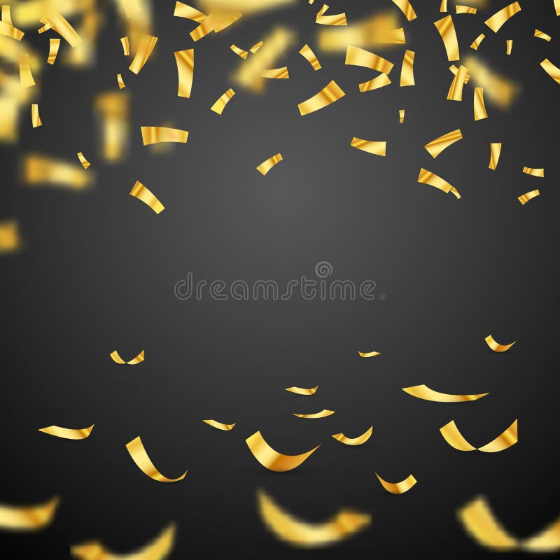 Golden Confetti Falls Vector Illustration Stock Vector