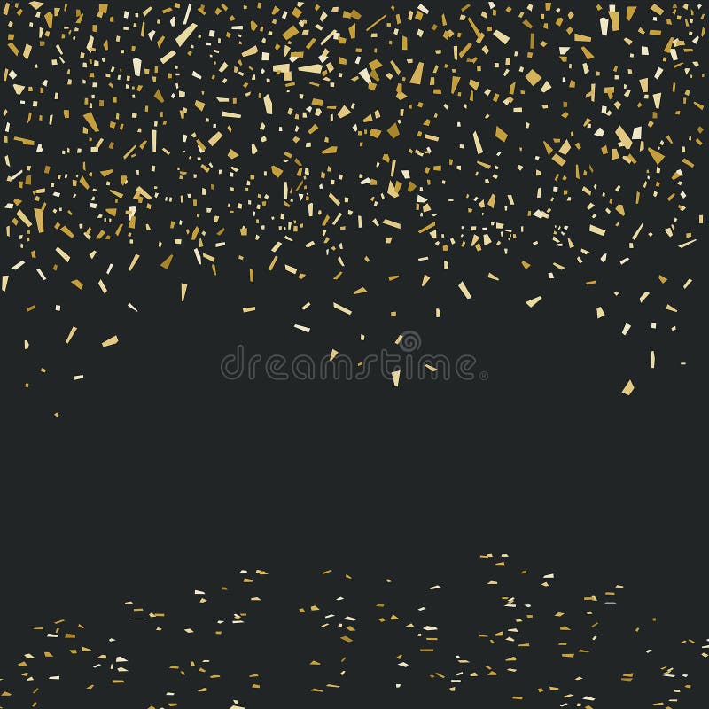 Golden Confetti Isolated on Black Background Stock Vector ...