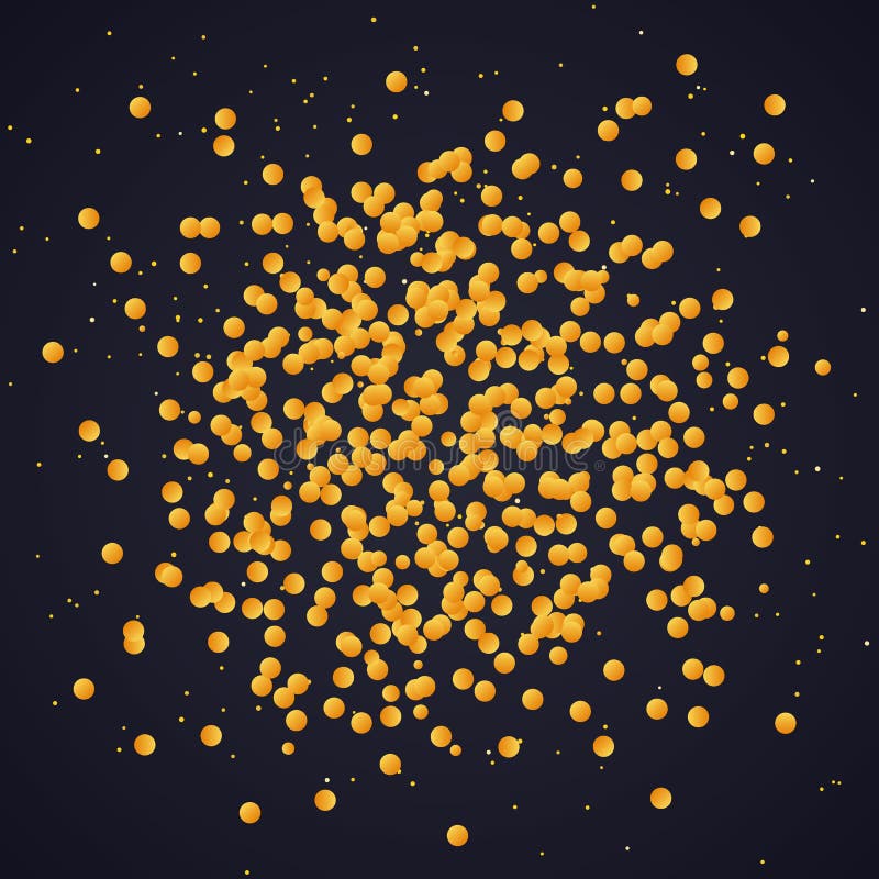 Golden Confetti Spray on Dark Background, Template for Banner, Card, Headers and Presentation