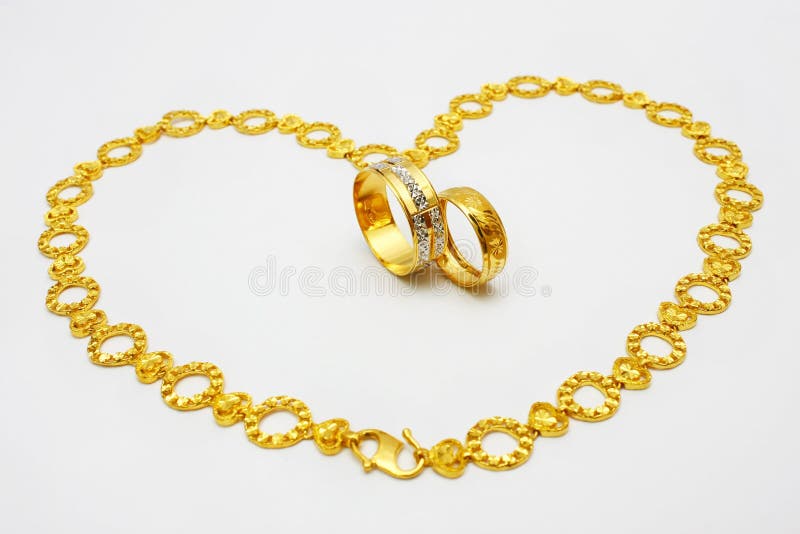 Golden Couple Ring and Necklace