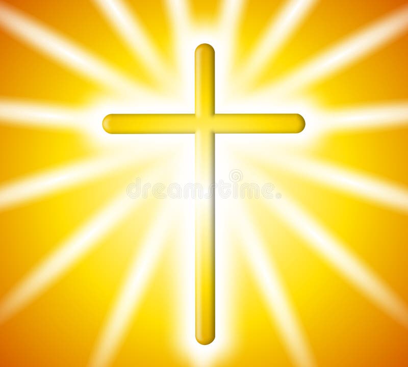 Golden Cross Light Rays Background