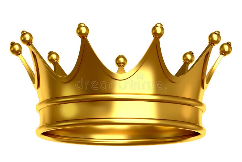 Illustrazione di una corona d'oro isolato su sfondo bianco.
