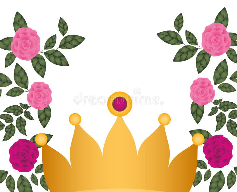 Golden Crown with Roses Isolated Icon Stock Vector Illustration of