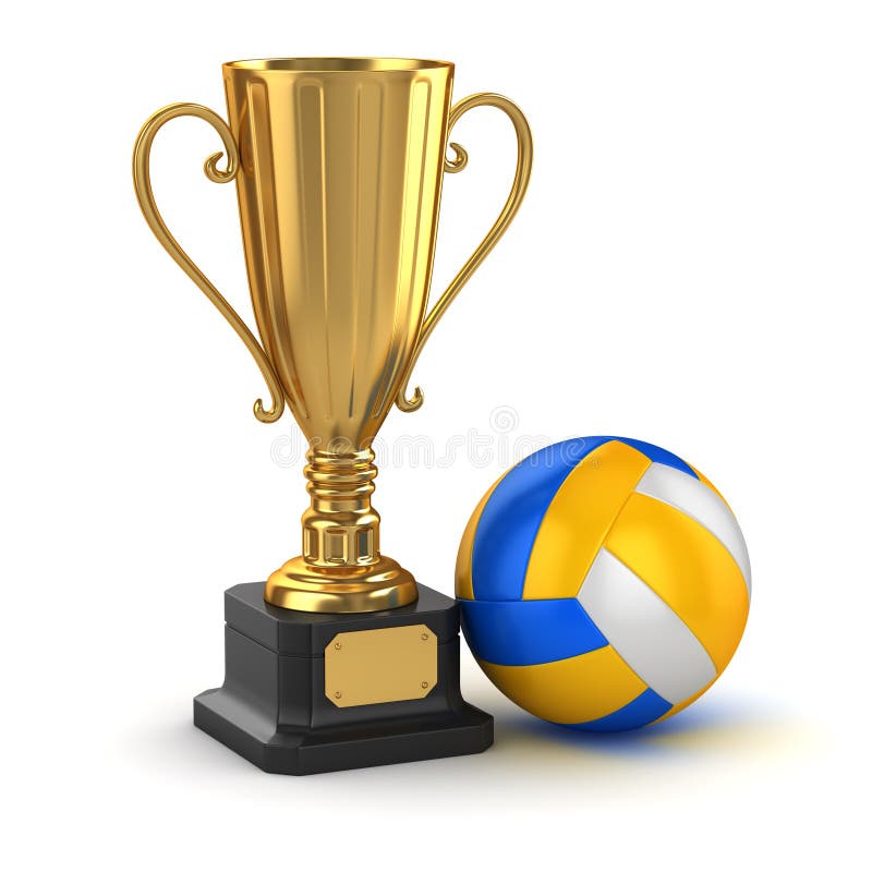Golden cup and volleyball stock illustration. Illustration of