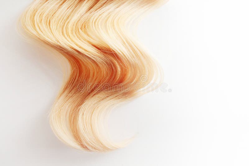 Golden Curls Hair Isolated On White Background Strand Of Blonde