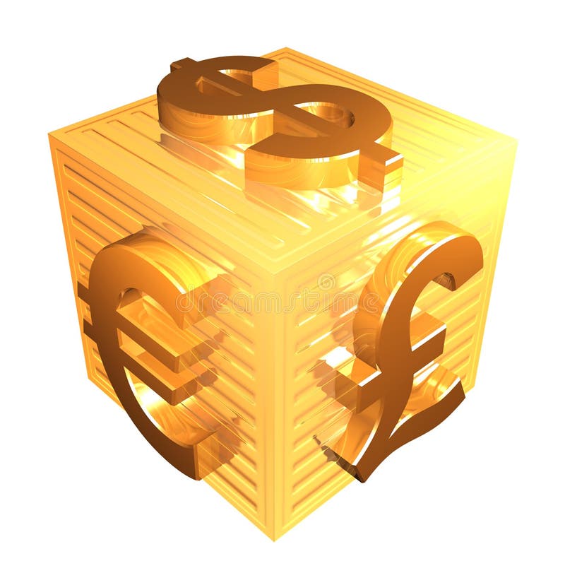 Golden Currency Symbols - 3d render