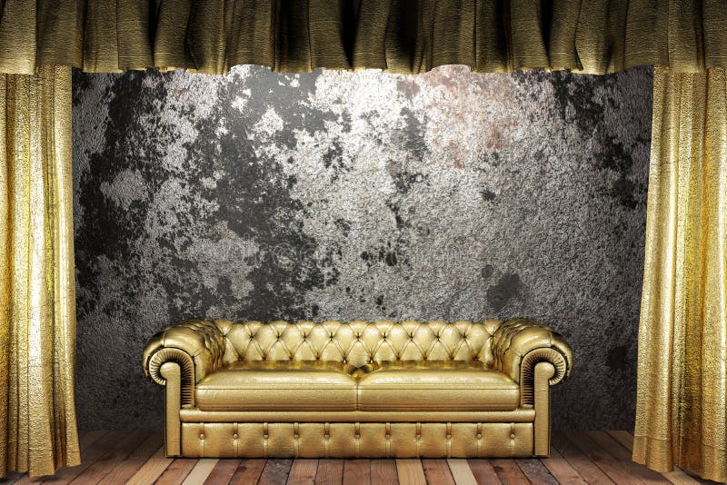 Golden curtain with sofa stock illustration. Illustration of illuminated - 30419611 Golden curtain with sofa stock illustration. Illustration of illuminated - 30419611