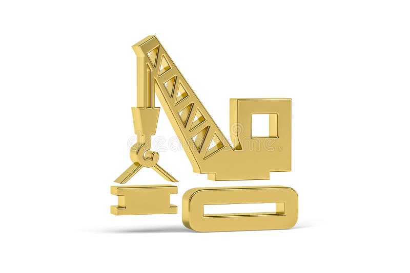 Golden 3d Builder Icon Isolated On White Background Stock Illustration