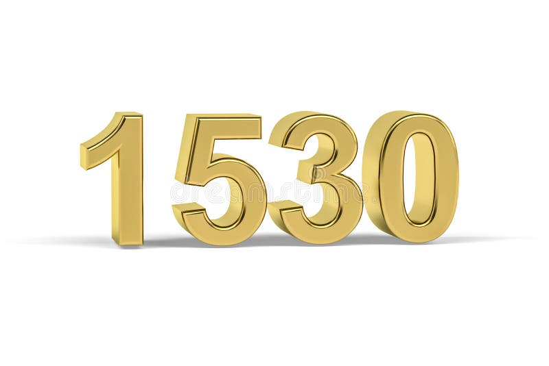 Golden 3d Number 1530 Year 1530 Isolated On White Background Stock 