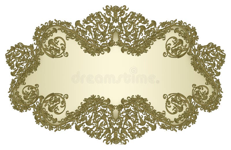 Golden damask floral banner 2