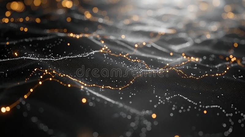 Golden Data Flows Dark Background Tech Abstract Website Header vektor abbildung