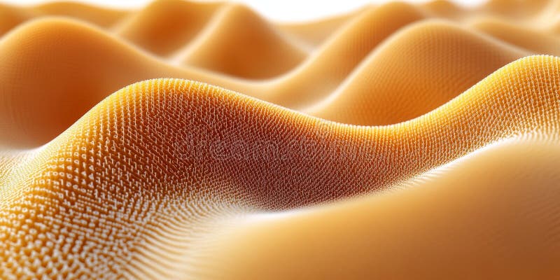 Golden Digital Texture, Abstract Data Wave Background, Technology And Innovation Concept Render stock illustration
