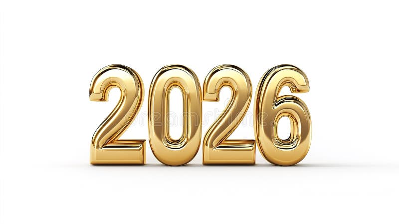 Golden 2026 digits symbolizing the new year on a white background. Golden numbers forming 2026 in an elegant font, representing a new year AI generated