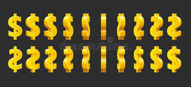 Golden Dollar Sign Animation Animated Sprite Sheet Stock Vector