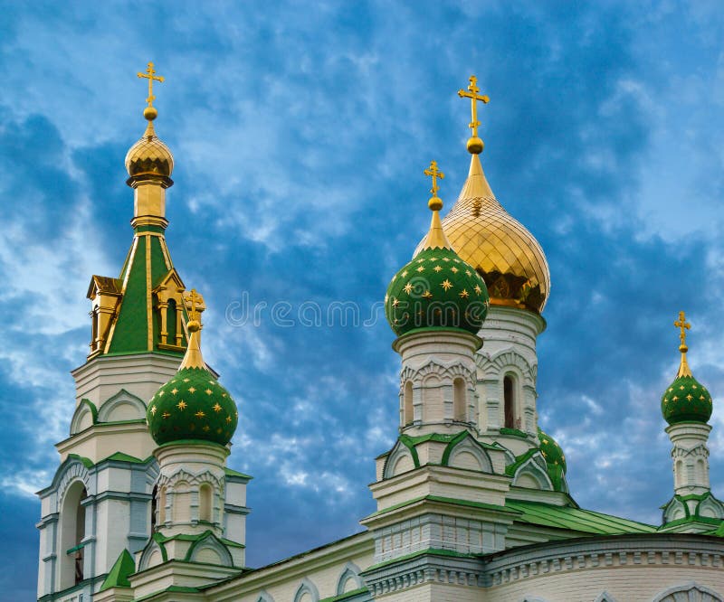 Golden dome of the orthodox church. Poltava city. Ukraine