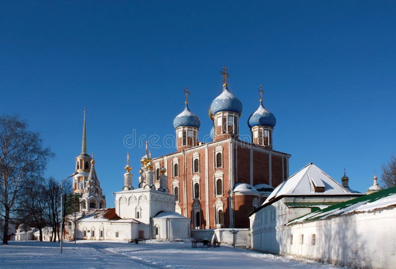 Golden domes of Ryazan Kremlin