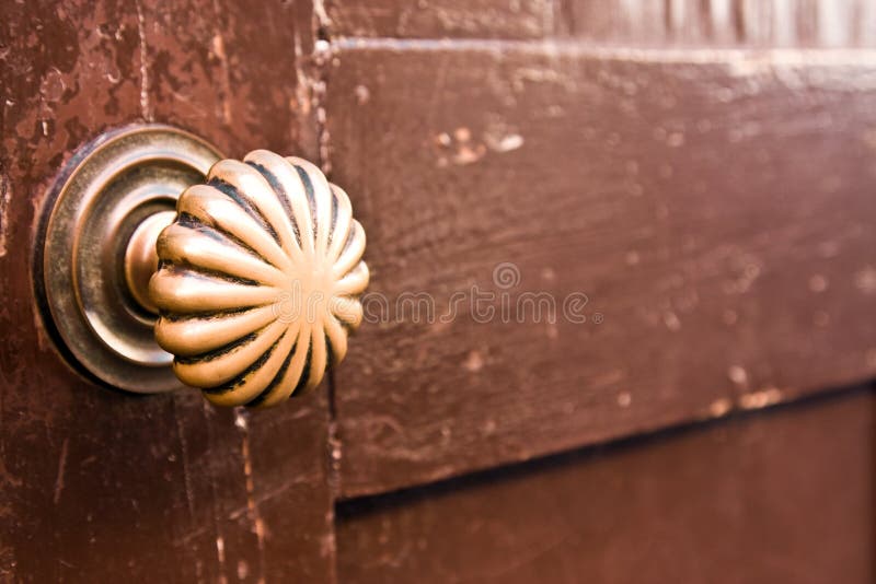 Golden door knob stock image. Image of front, circle 13737299