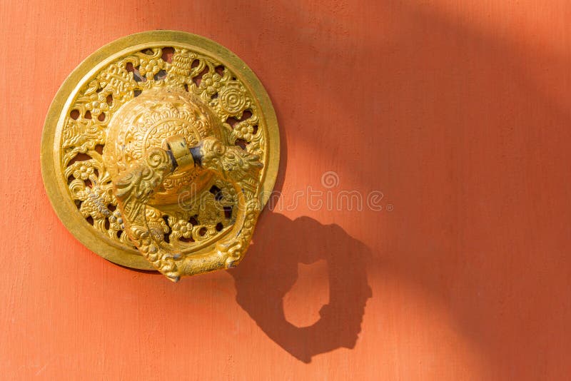 The golden door knock stock image. Image of house, circle 89351877
