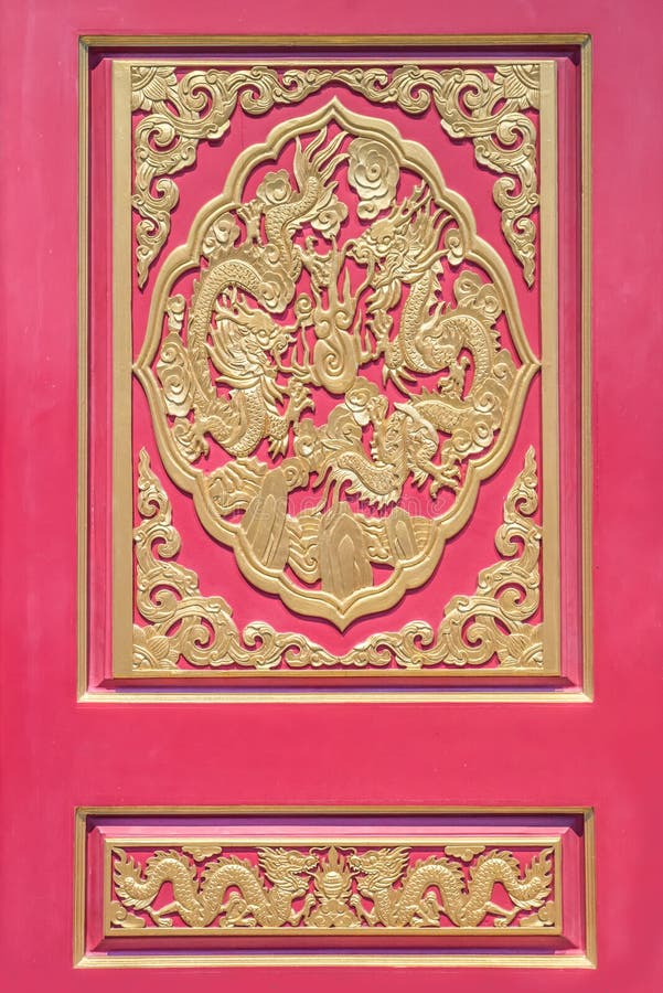 Golden Dragon Chinese door royalty free stock photography