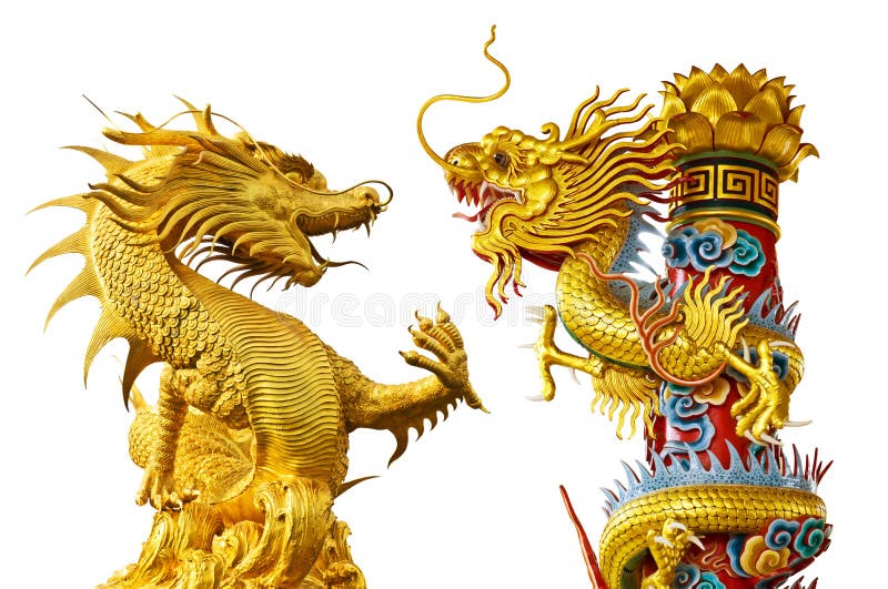 Golden dragon Chinese style stock photos