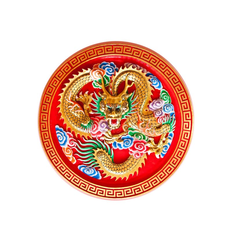 Golden dragon decorated on red wood,chinese style