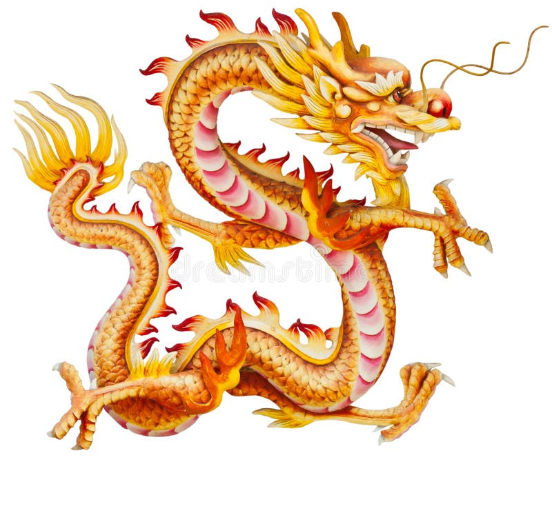 Golden dragon isolated on white stock photo