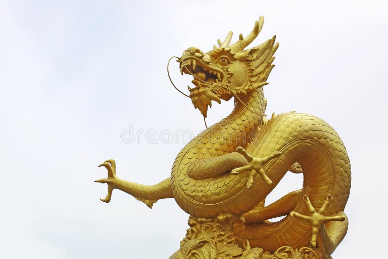 Golden dragon statue stock photos