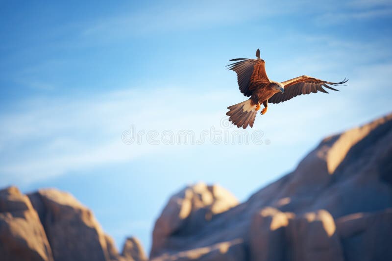 Vultur auriu care crește peste un vârf stâncos royalty free stock photo