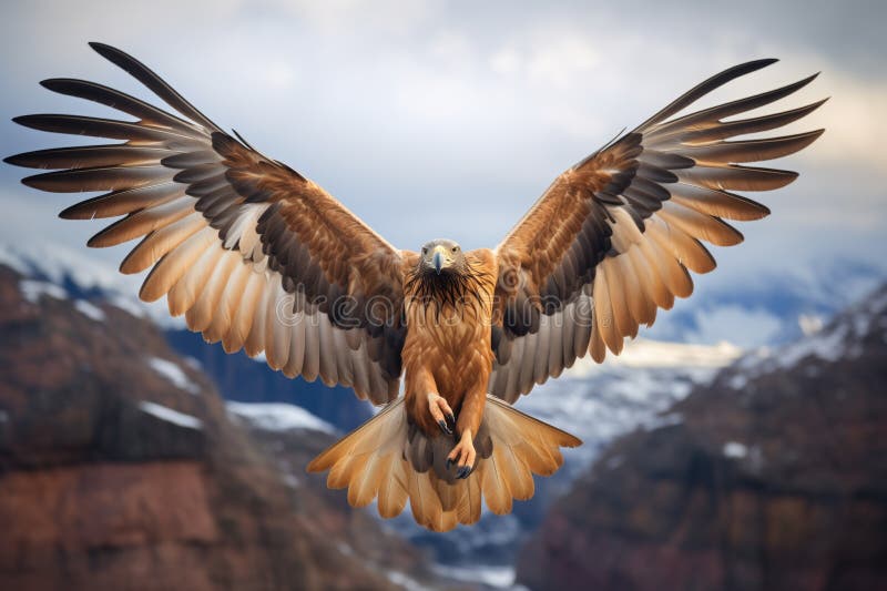 Vulturul auriu cu aripi întinse în trecătoare royalty free stock images