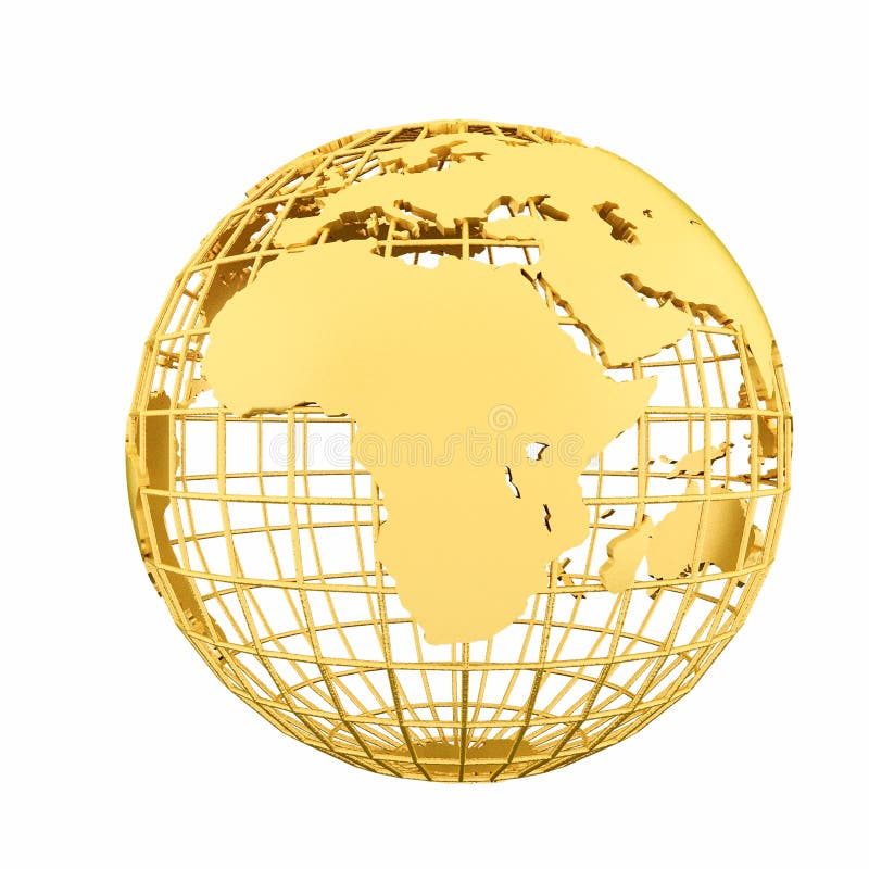 Golden Earth Planet 3D Globe Isolated Stock Illustration - Illustration ...