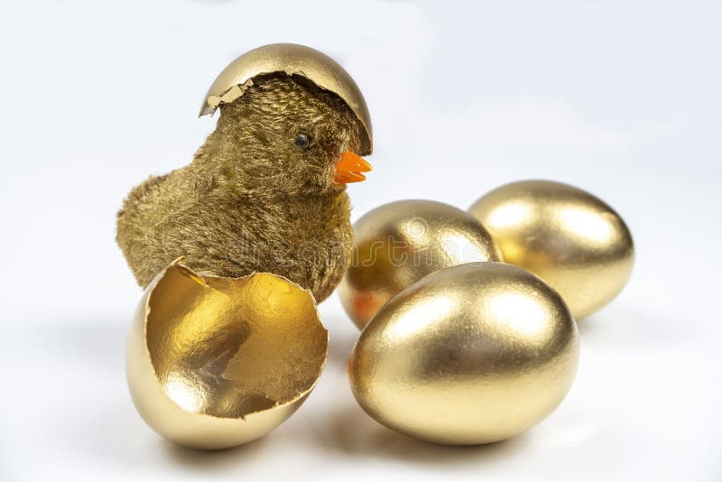 Golden Eggs, Golden Eggs, Golden Chicken Hatched from a Golden Egg Stock Image - Image of decoration, easter: 139779987