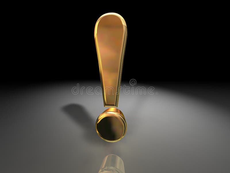 Golden exclamation mark vector illustration