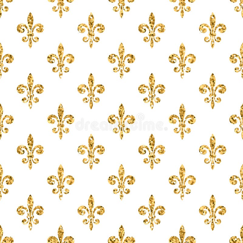 Golden Fleur-de-lis Seamless Pattern White 2 Stock Vector - Illustration of  retro, floral: 69336392