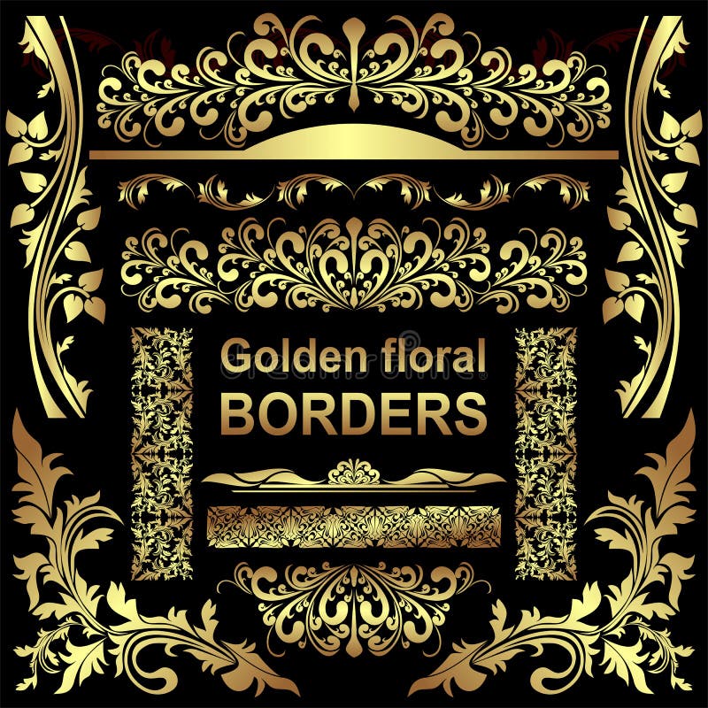 Golden floral Borders - set.