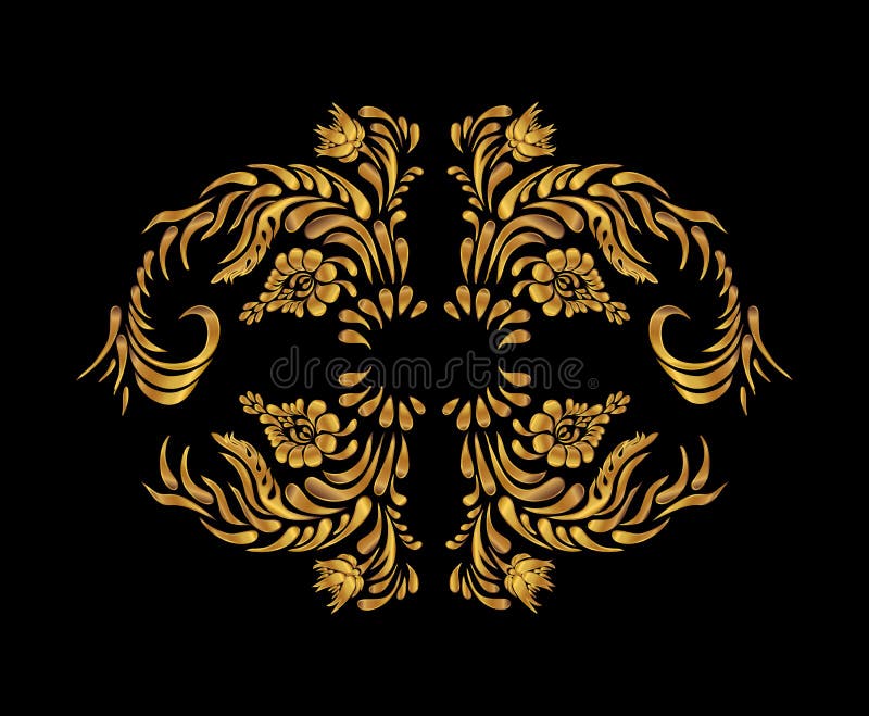 Golden floral design stock illustration. Illustration of antique 65193525