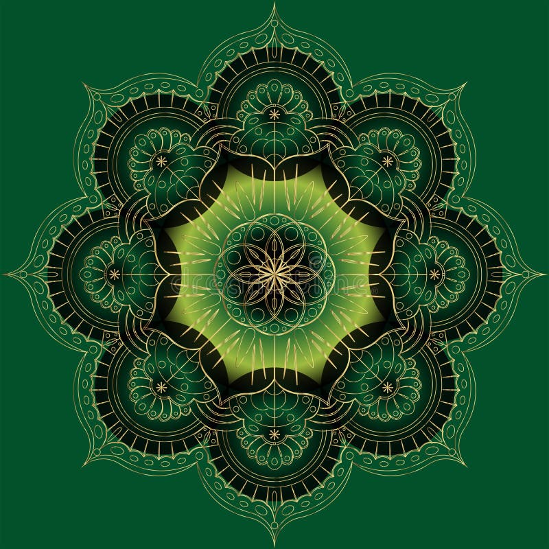 Golden Flower Mandala. Vintage decorative elements. Oriental pattern, illustration. Islam, Arabic, Indian, moroccan, spain