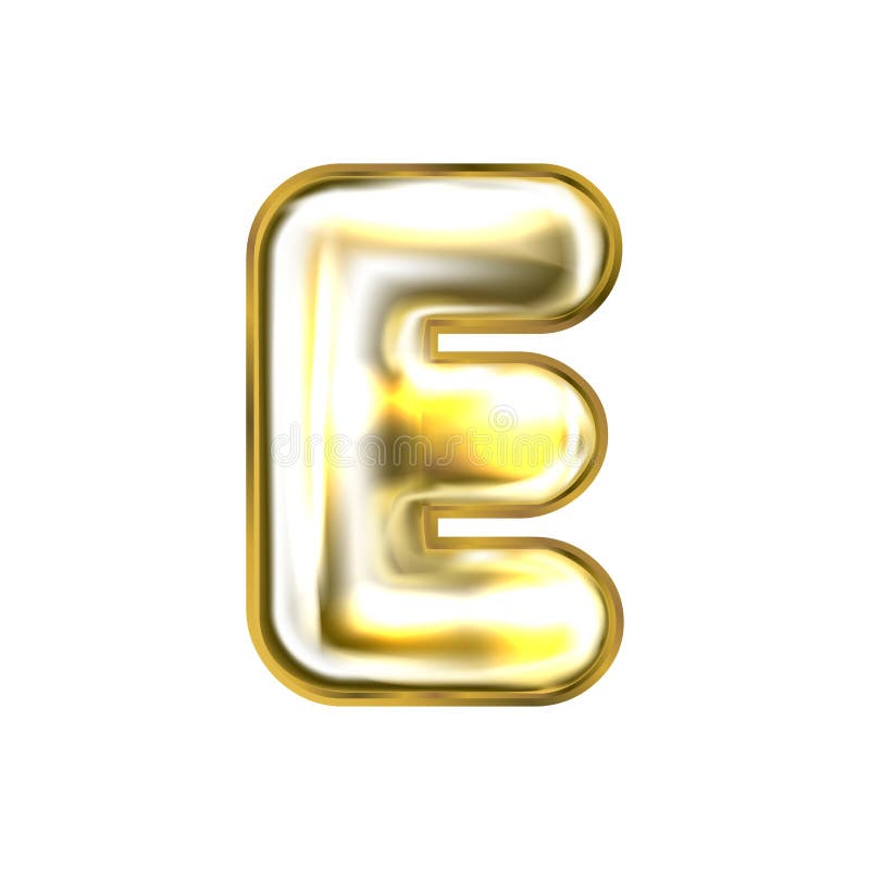 Golden Foil Balloon, Inflated Alphabet Symbol E Stock Illustration ...