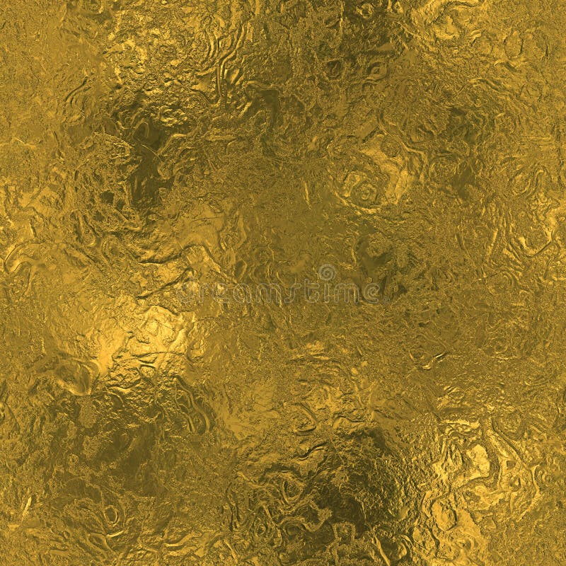 Golden Foil Seamless and Tileable luxury background texture. Glittering holiday wrinkled gold background.