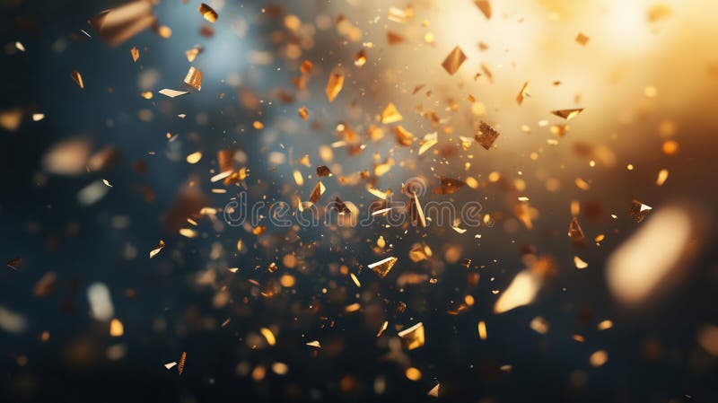 Golden Fragments Descend in a Dreamy, Abstract Scene with Sparkle Dust Effect vector illustration