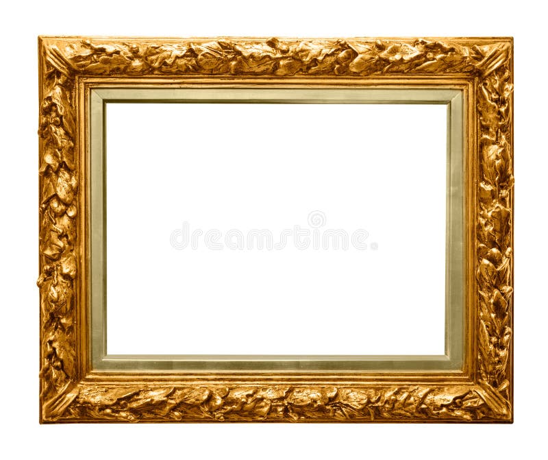 Golden frame on white stock images Golden frame on white stock images