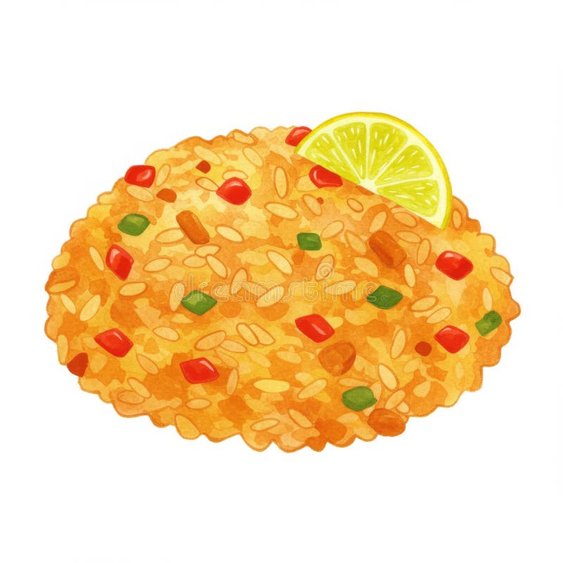 Golden Fried Rice met Lemon Garnish royalty-vrije illustratie