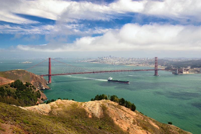 Golden Gate Bay in San Francisco area ander blue sky, California, USA. Golden Gate Bay in San Francisco area ander blue sky, California, USA