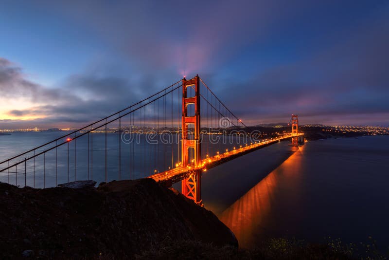 Golden Gate Bay in San Francisco area at sunrise, California, USA. Golden Gate Bay in San Francisco area at sunrise, California, USA