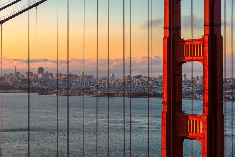 Golden Gate Bay in San Francisco area at sunrise, California, USA. Golden Gate Bay in San Francisco area at sunrise, California, USA