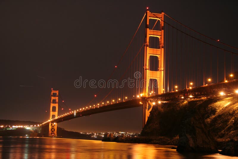 Golden Gate Bridge Golden Night Light