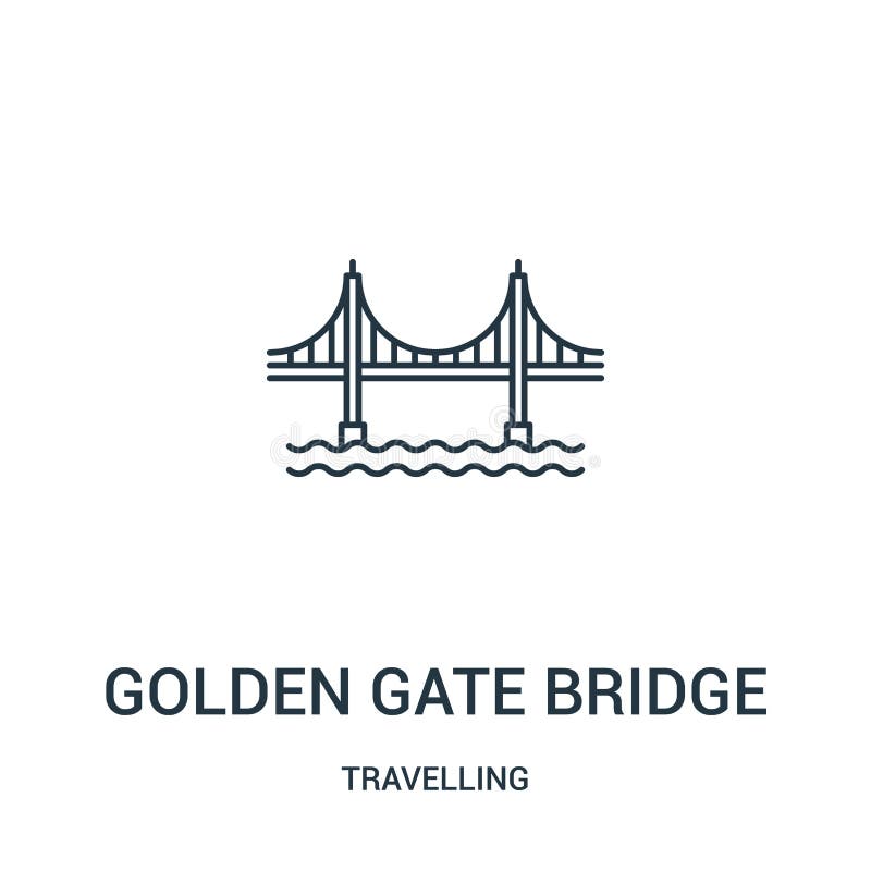 golden gate bridge icon vector from travelling collection. Thin line golden gate bridge outline icon vector illustration. Linear stock illustration golden gate bridge icon vector from travelling collection. Thin line golden gate bridge outline icon vector illustration. Linear stock illustration