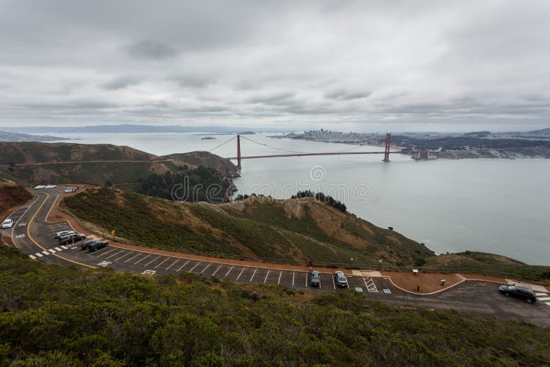 Golden Gate Bridge Seen in the Distance from Cliffs Stock Image Image