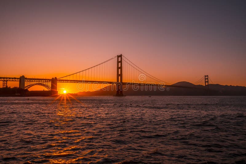 Golden Gate Bridge during a sunset in San Francisco, USA